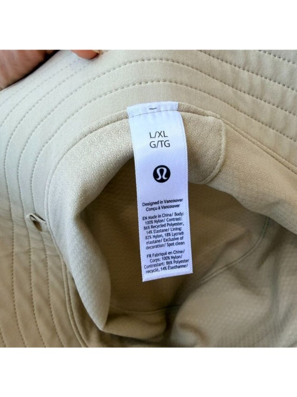 Lululemon Waterproof Bucket Hat Unisex Size L/XL Beige Wide Brim - Picture 5 of 5